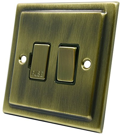 AET VABSFSBB 13 A Victorian Antique Brass Switched Fused Spur