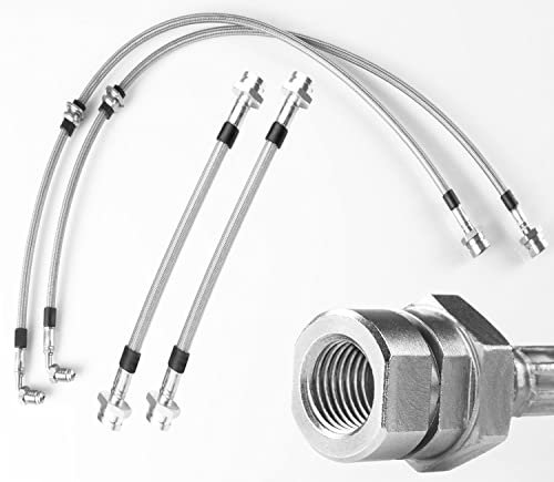 Stahlflex Bremsschläuche kompatibel mit VW Golf 3 Cabrio 1E7 1.8-90 PS Bj.1993-1998 [V2A Edelstahl]