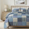 SLPR Blue Symphony Baumwoll-Steppdecken-Set – King-Size-Bett mit 2 Kissenbezügen, Bauernhaus-Patchwork, Gesteppte Tagesdecke mit Karo- und Karomuster, leichte und gemütliche Landhaus-Bettwäsche