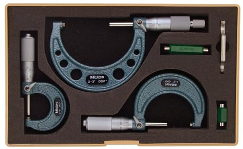 Mitutoyo 103-922 Außenmikrometer-Set mit Standards, 0-7,6 cm Bereich, 0,0000000000000000000000000000000000000000000000000000000000000000000