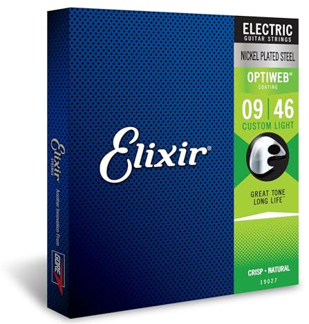 Corde per chitarra elettrica Elixir® Strings con rivestimento OPTIWEB®, Custom Light (.009-.046)