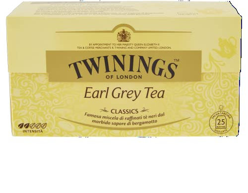 Twinings Earl Grey Schwarztee 50g, 25 Teebeutel, ∙ Hochwertiger Schwarztee im Beutel ∙ Schwarzer Beuteltee mit Bergamotte Aroma ∙ Tee 1er Pack (1 x 50 g)