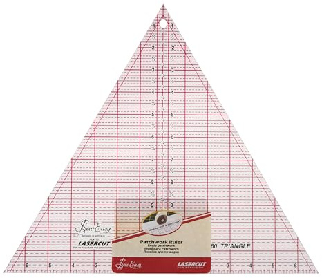 Sew Easy 60° Triangle Template – Quilting & Patchwork Rule for Applique Sewing, Transparent Acrylic Non-Slip, 12 x 13.875”