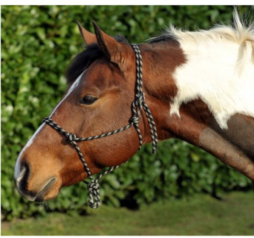 HKM Sports Equipment Knotenhalfter schwarz/beige Pony