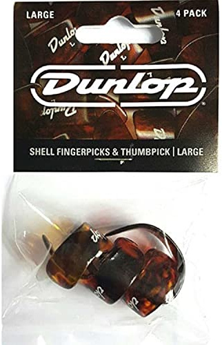 Dunlop Shell 3 Fingerpicks / 1 Thumbpick Set Large - 4 Pack