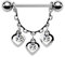 Piercingfaktor Piercing Brust Nippel Intimpiercing mit Herz Ketten Anhänger - Clear