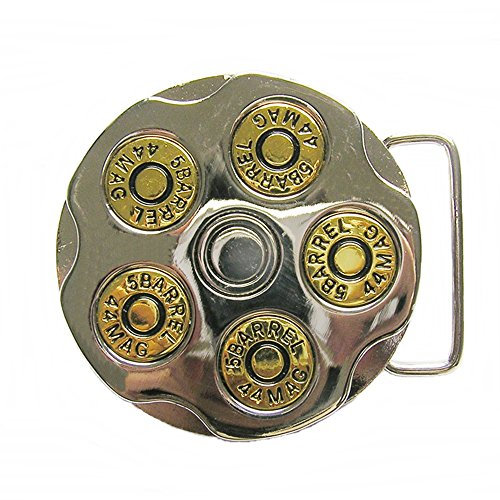 AW-Collection Gürtelschnalle Buckle Gürtelschliesse mit drehbarer Trommel Colt Patronen, Mehrfarbig, 7 cm