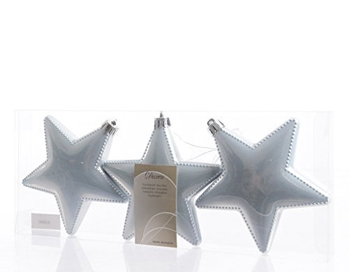 3 Weihnachtskugeln Sterne 12cm hellblau eisblau Kunststoff bruchfest Christbaumkugeln