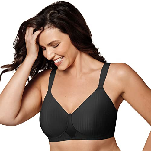 Playtex Women's Secrets 4707 Perfectly Smooth Wireless Full-Coverage Bra, Black Stripe, 38B