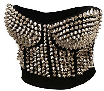 Bslingerie® Sexy Metallisch Spikes Clubwear Bustiers Bra (XXL, Silber)