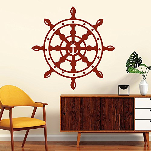Wandtattoo-Loft „Steuerrad mit Anker“ - Wandtattoo / 49 Farben / 4 Größen/schwarz / 35 x 35 cm