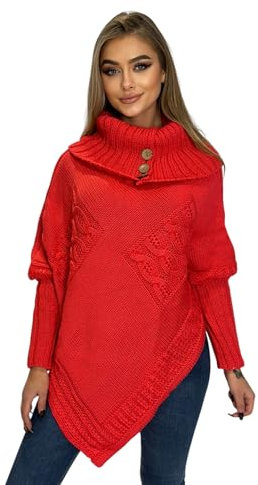 Mississhop Poncho Strick Sweatshirt Pullover Umhang Überwurf 30-01 Korall