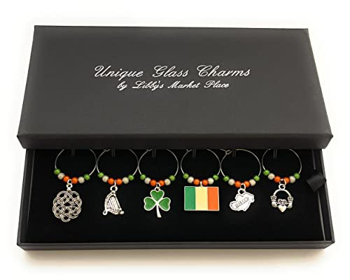 Libby's Market Place Ireland - Irish Wine Glass Charms with Gift Box