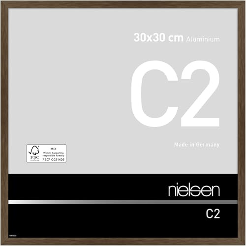 nielsen Aluminium Bilderrahmen C2, 30 x 30 cm, Braun | Aluminium Rahmen im Hoch- & Querformat zum Aufhängen Braun gebürstet Echtglas