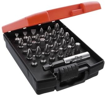 Wiha Bit Set 32-teilig inkl. Box I Standard 25 mm gemischt 1/4 C6,3 I Bitbox mit magnetischem Bithalter I Bitsatz für Akkuschrauber (26252)