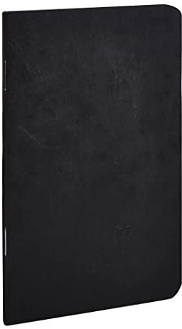 Clairefontaine 734161C collezione Age Bag Un taccuino a punto metallico Nero - 9x14 cm - 96 pagine rigate - Carta Bianca 90g - Copertina carta Lustrée a grana effetto cuoio