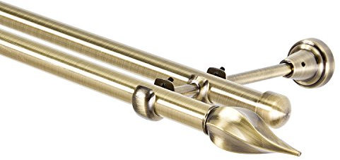 MDEKOR Gardinenstange 19 mm 2-Läufig Antik-Gold Metall, 140