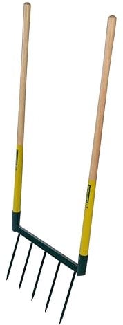 LEBORGNE - Biogrif NaturOvert, Grelinette Non Assemblée, 5 Dents Interchangeables - Boîte Carton - Double Manche Long en Bois PEFC 100% - Outillage de Jardinage - Fabrication Française