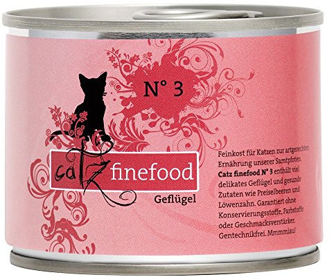 catz finefood N° 17 Geflügel & Garnele Feinkost Katzenfutter nass, verfeinert mit Karotte & Cranberry, 6 x 200g Dosen