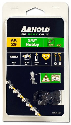 ARNOLD - Sägekette 3/8 Zoll Hobby, 1.3 mm, 54 Treibglieder, 40 cm Schwert; 1191-X1-5054