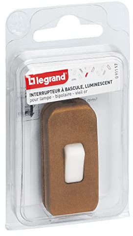Legrand - Interrupteur à bascule pour lampe - lumineux - bipolaire - blister - vieil or