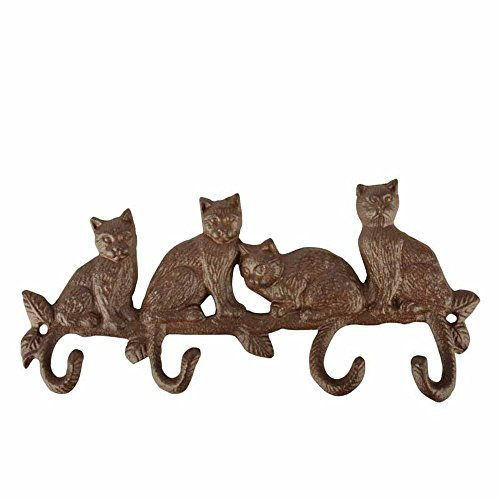 Esschert Design LH180 Kleiderhaken Katzen, Gusseisen, Antik-Braun