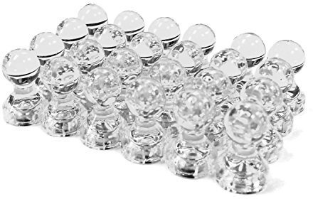 24 Clear Magnetic Push Pins - Perfect Magnets for Fridge, Calendars, Whiteboards, and Maps