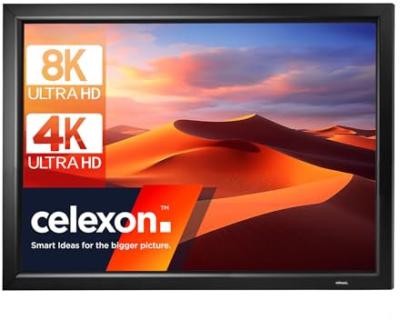 celexon HomeCinema Fixed frame -Screen 90 | 180x135 cm 4:3 | 8K, Full HD screen with height-adjustable wall mount | Projection frame ONLY for ultra-short throw projectors!