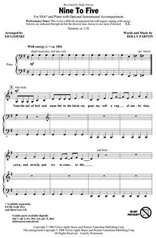 Hal Leonard Nine to Five SSA Arranged by Ed Lojeski