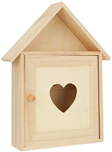 Rayher Armoire à clés À Cœur joie, boîte à clés bois FSCMixCred nature, 62405000, Marron, 26 x 20.5 x 5.5 cm, Petit