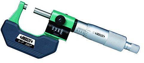 Insize 3400-3 Bügelmessschraube mit Zähler, 5,1 cm - 7,6 cm, Gegenauflösung 0,001 Zoll, Fingerhut 0,0001 Zoll