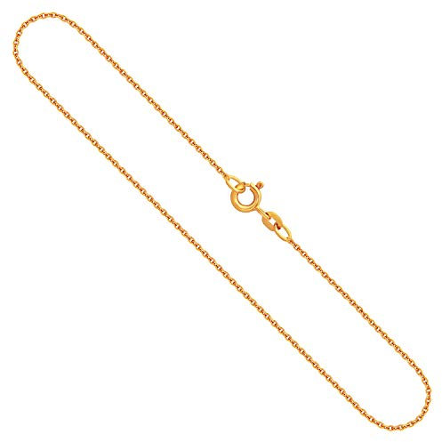 EDELIND Damen Gold Halskette 1.3 mm Ankerkette rund 375 aus Gelbgold Echt Gold Kette Goldkette Länge 45 cm mit Schmuck Geschenk Box Made in Germany
