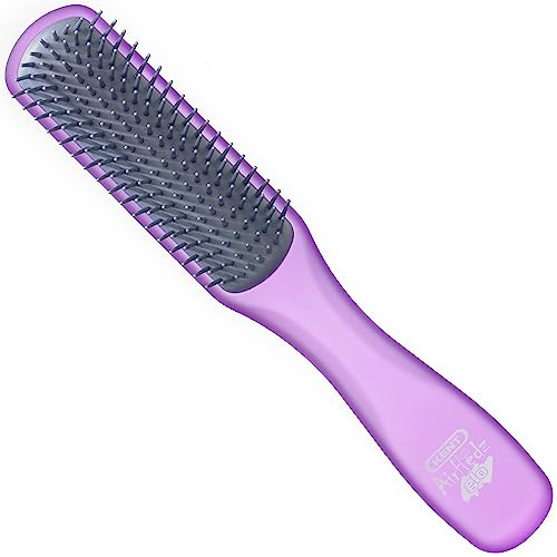 Kent AirHedz Glo Narrow Hair Brush Purple, Detangling Hairbrush for Short to Medium Hair, Cushioned Non-Scratch Quill Brush