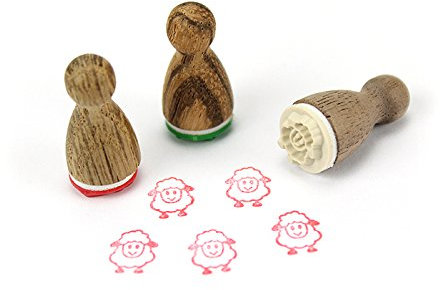 Stemplino® Ministempel - Sven Schaf - 12mm Durchmesser - Holzstempel Kinder Stempel Bullet Journal Stempel mit Schaf Motiv
