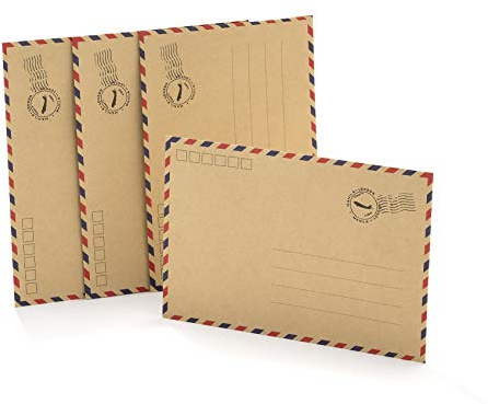 50 Briefumschläge Format 12,3 x 17,5 cm, 120 g/m², Kraftpapier, Design/Motiv: Reise, Flughafen Originale