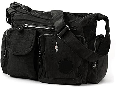 Schultertasche Bag Street Nylon Modische Umhängetasche Crossover Schwarz 2219