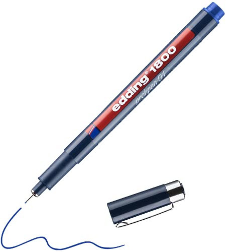 edding 1800 Präzisionsfeinschreiber - blau - 1 Stift - Linienbreite 0,25 mm - Fineliner zum präzisen Schreiben und Skizzieren - feine, metallgefasste Spitze - Lineal- und schablonengeeignet