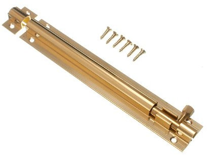 DOOR BOLT BARREL SLIDE LOCK 150MM 6 INCH BRASS WITH SCREWS