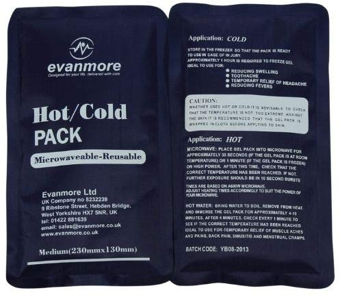 2 x Evanmore Reusable Hot Cold Gel Pack Packs Large, Luxury - Easy to use - Flexible - Long Lasting - Knee, Shoulder wrap - 13 x 23cm