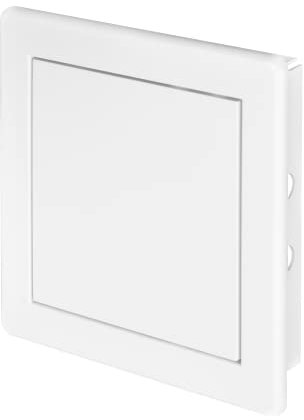 Awenta Puerta de Acceso Plástico 150x150 mm - Placa de Cubierta Blanca para Trampilla de Apertura - Cerradura de Puerta Abatible - Perno de Puerta - Puerta Extraíble - Acabado Liso Pintable