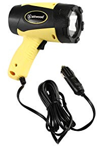 Attwood 11794-7 Portable 5W LED Emergency Spotlight 12V Adapter Plug, Safety Yellow/Black