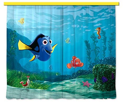 Dory und Nemo auf Unterwasserspaziergang, Disney, Vorhänge für ein Kinderzimmer, 180 x 160 cm.