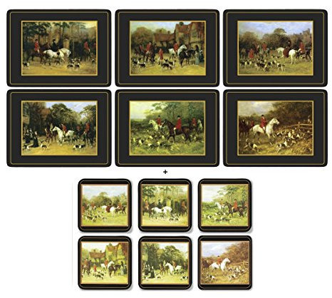 Pimpernel Tally Ho Lot de 6 sets de table + 6 dessous de verre