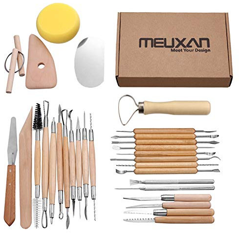 Meuxan 30-teiliges Töpferwerkzeug-Set zum Modellieren von Ton