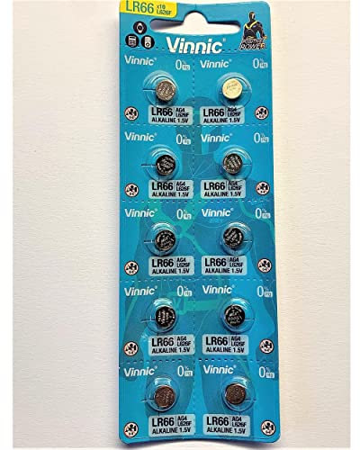 10pk Vinnic Size LR66 V377 377 AG4 L626 Alkaline Watch Battery