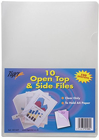 Tiger Open Top and Side Files CLEAR 100 microns A4 - Single PK