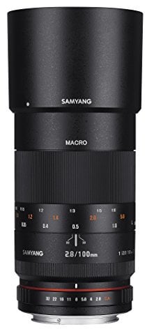 Samyang Teleobjetivo Macro de Marco Completo F2.8 ED UMC de 100 mm para cámaras réflex Digitales Canon EF