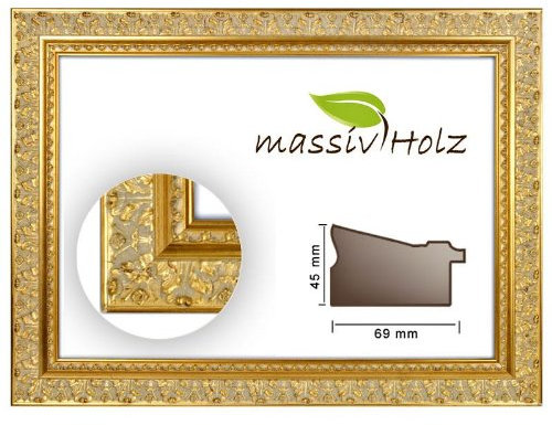 Neumann Bilderrahmen Barockrahmen 933 ORO 60 x 90 cm, Gold antik, ohne Glas und Rückwand
