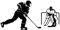 PrimeStick Wandtattoo Wandaufkleber Eishockey #116A schwarz 60cm x 30cm (RAL9005)