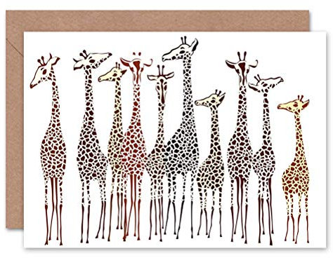 Wee Blue Coo Giraffe Reise Herde Gruppe Von Tieren Spaß Weihnachtskarte